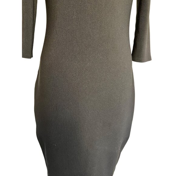 Express Black Bodycon Dress With Back Zipper & 3/4 Sleeves Size M Sexy - Picture 8 of 16